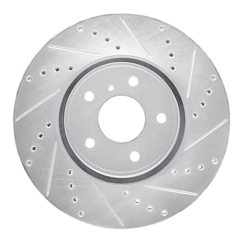 Infiniti FX45 Brake Rotor (1) - Front Right - R1 Concepts - Drilled & Slotted - Silver - `05-`14